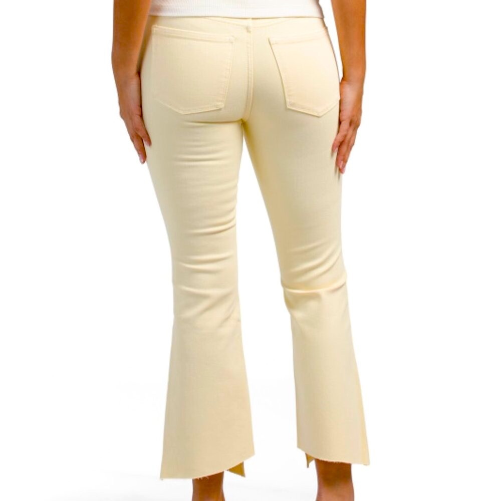 Dl1961 Bridget Boot High Rise Crop Pants Denim Yellow Frayed Hem 27 4 6 NWT